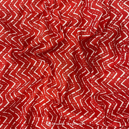 Red Chevron Printed Cotton Fabric