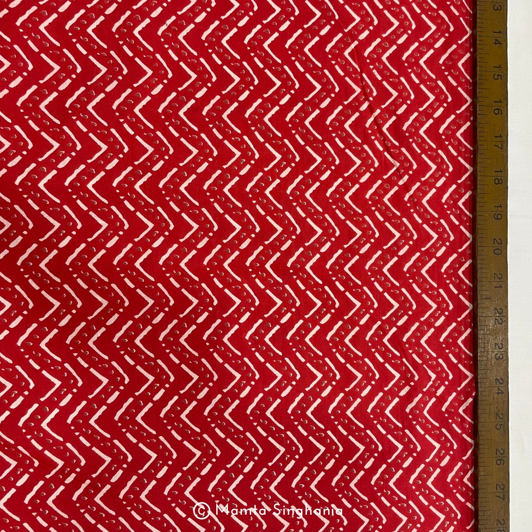 Red Chevron Printed Cotton Fabric