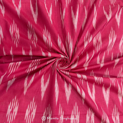 Fuschia Red Glazed Ikkat Fabric