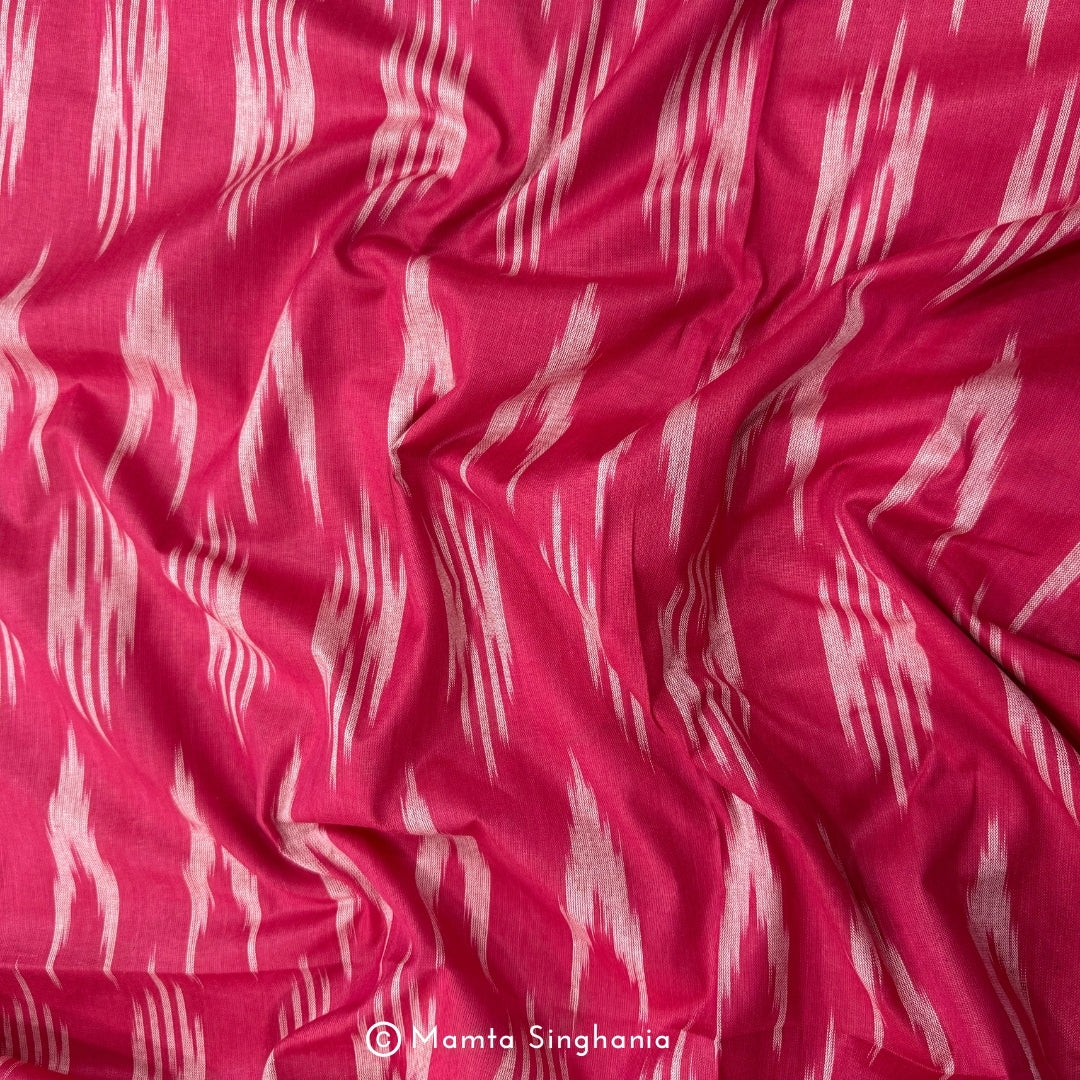 Fuschia Red Glazed Ikkat Fabric