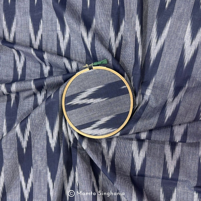 Navy Blue Glazed Ikkat Fabric