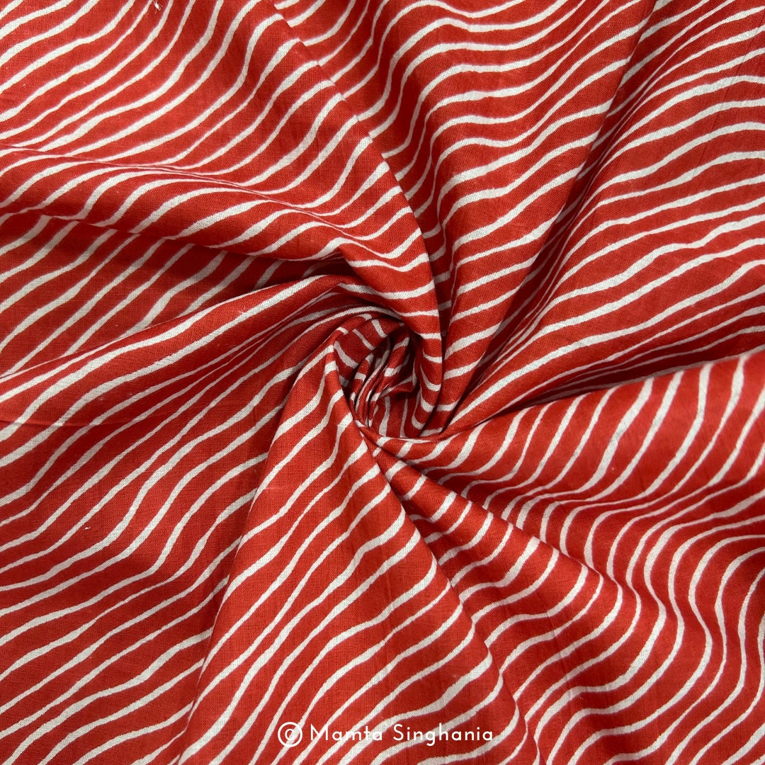 Red Leheriya Printed Cotton Fabric