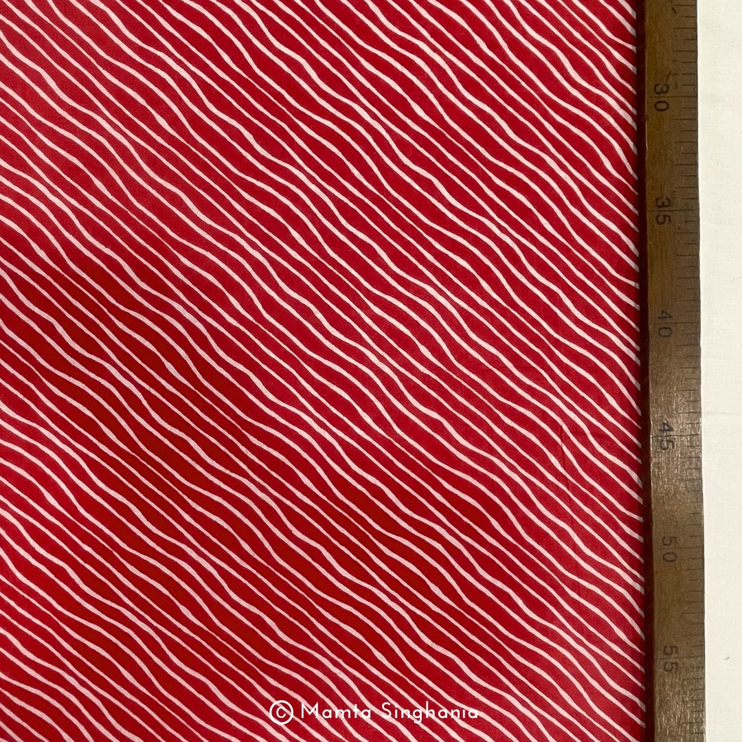 Red Leheriya Printed Cotton Fabric