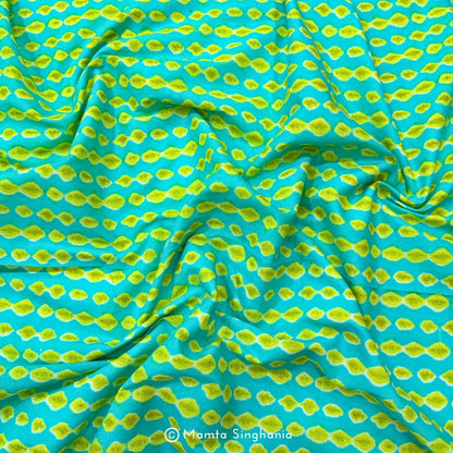 Sea Blue Printed Cotton Fabric