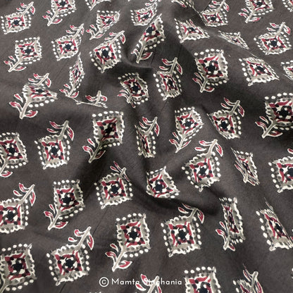 Geometric Floral Hand-Block Printed Cotton Fabric