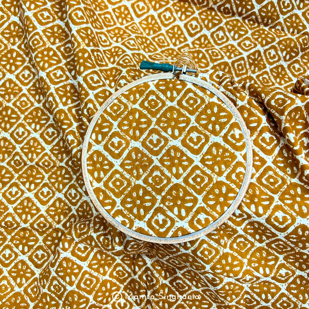 Yellow Geometric Printed Cotton Fabric