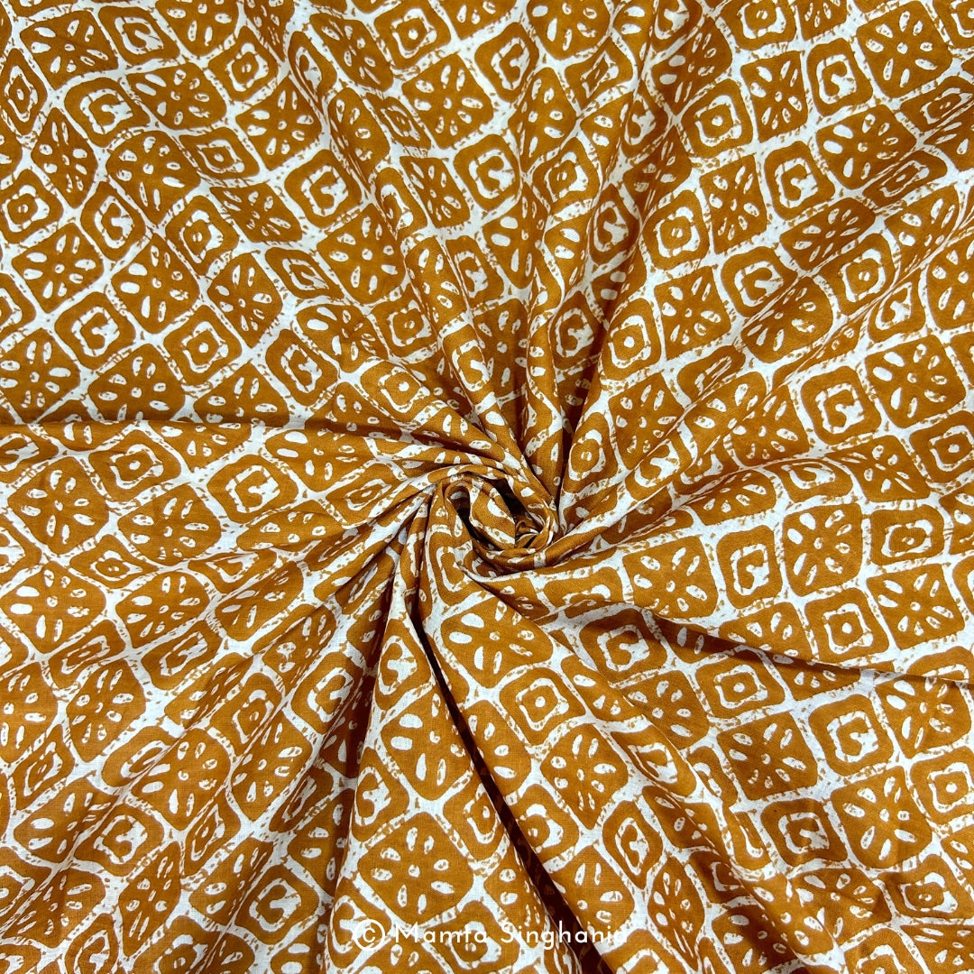 Yellow Geometric Printed Cotton Fabric