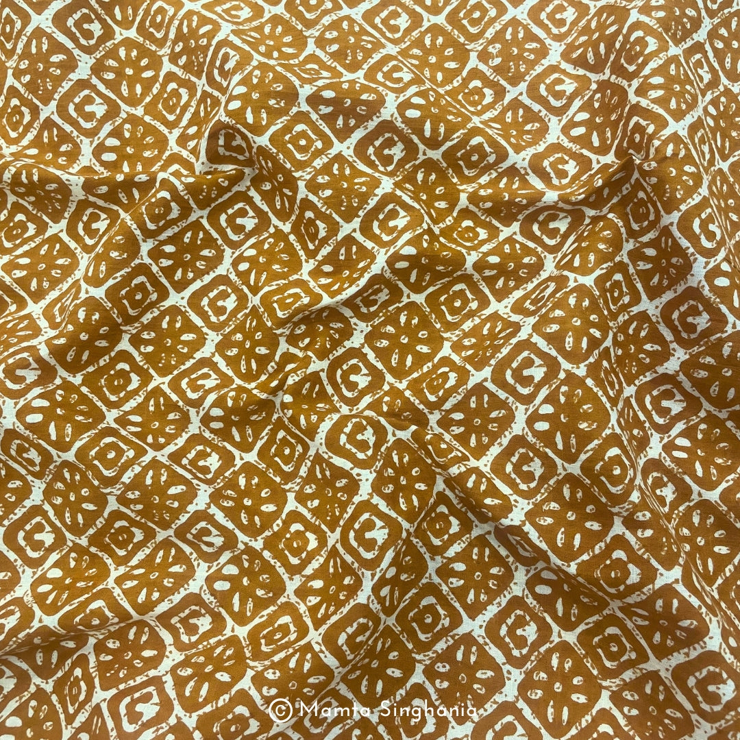 Yellow Geometric Printed Cotton Fabric