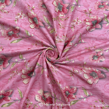 Floral Foil Printed Mulmul Cotton Fabric