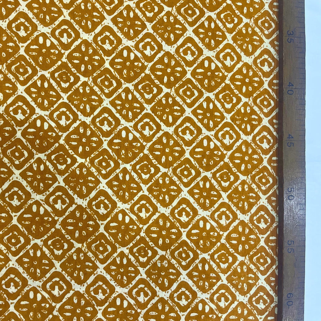 Yellow Geometric Printed Cotton Fabric