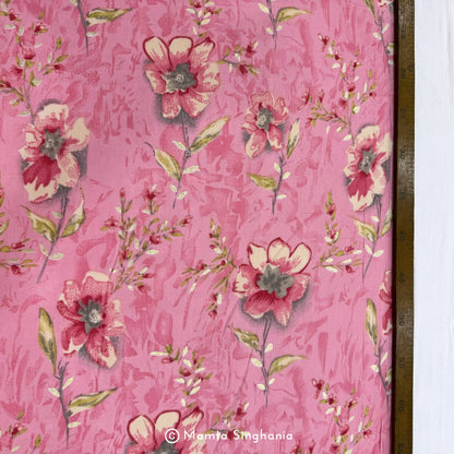 Floral Foil Printed Mulmul Cotton Fabric