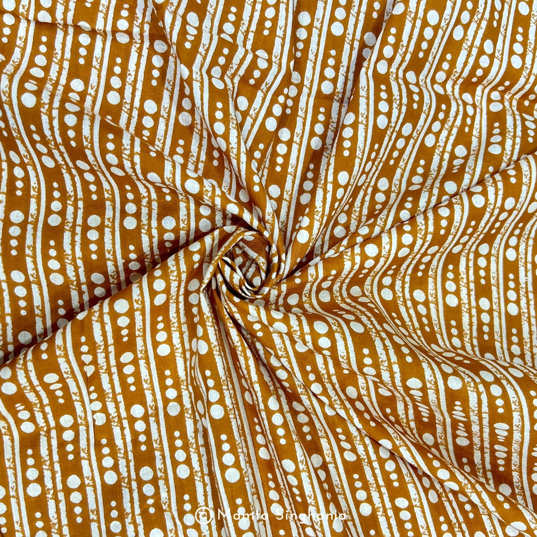 Yellow Stripe Printed Cotton Fabric