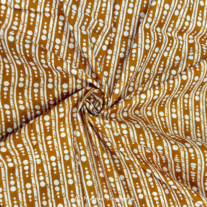 Yellow Stripe Printed Cotton Fabric