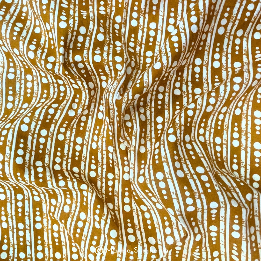 Yellow Stripe Printed Cotton Fabric