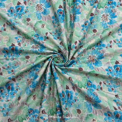 Floral Foil Printed Mulmul Cotton Fabric