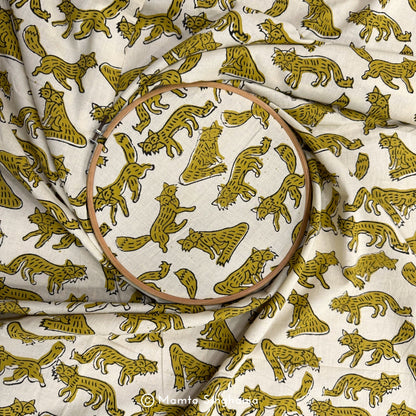 Fox Hand-Block Printed Cotton Fabric