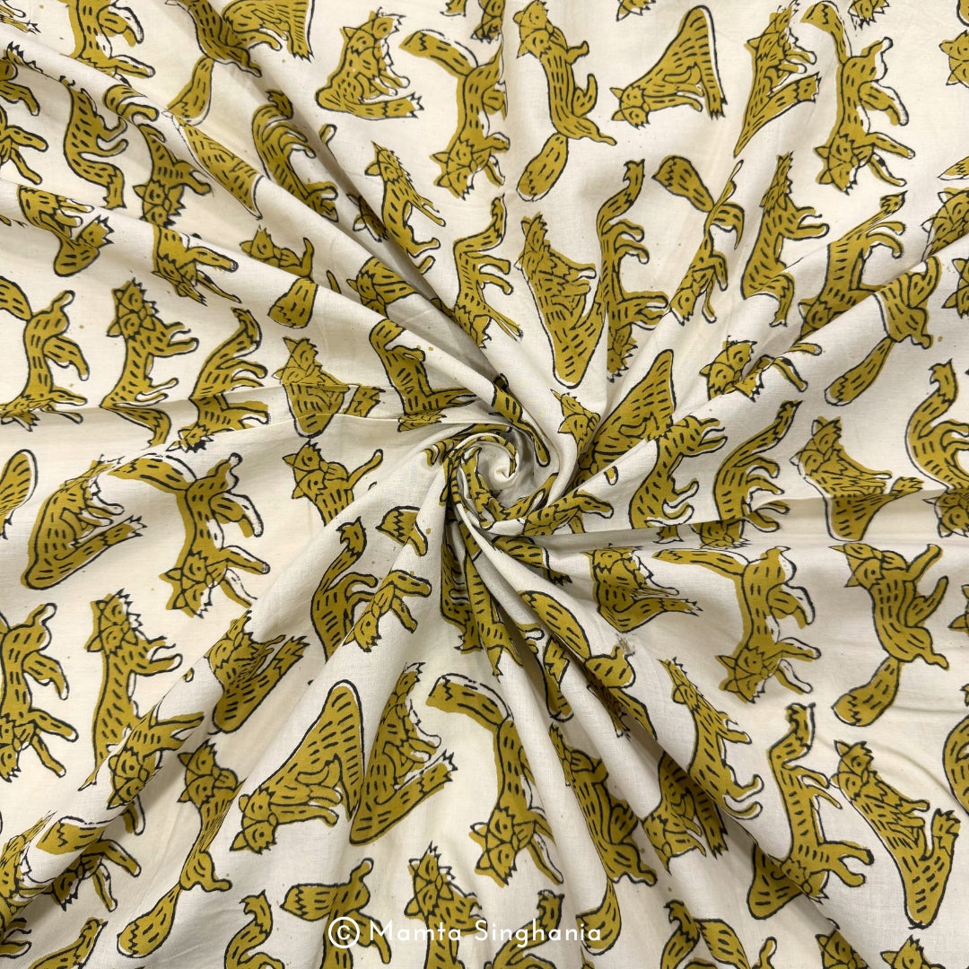 Fox Hand-Block Printed Cotton Fabric