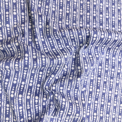 Blue Stripe Printed Cotton Fabric