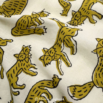 Fox Hand-Block Printed Cotton Fabric