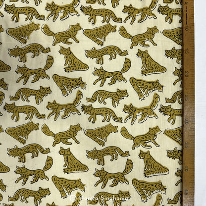 Fox Hand-Block Printed Cotton Fabric