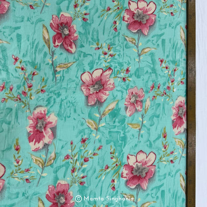 Floral Foil Printed Mulmul Cotton Fabric