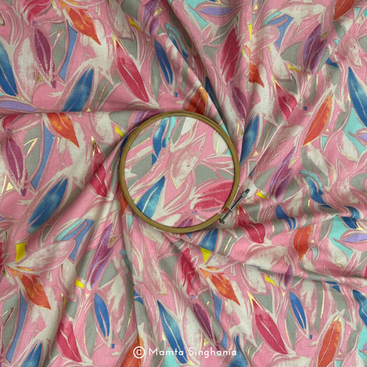 Floral Foil Printed Cotton Fabric