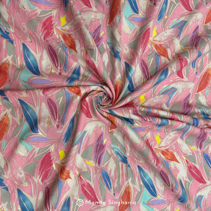 Floral Foil Printed Cotton Fabric