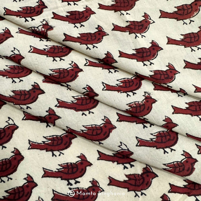 Bird Hand-Block Printed Cotton Fabric