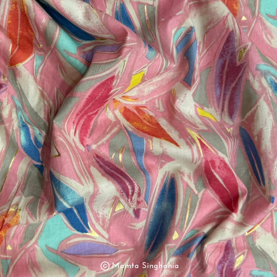 Floral Foil Printed Cotton Fabric