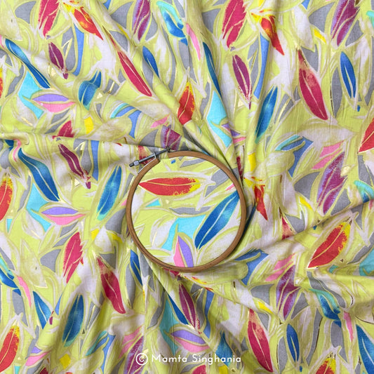 Floral Foil Printed Cotton Fabric