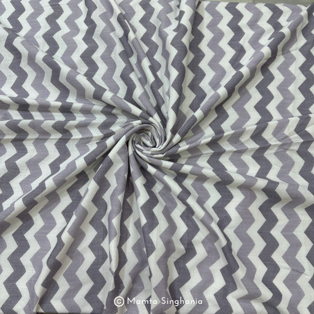 Mauve Chevron Printed Cotton Fabric