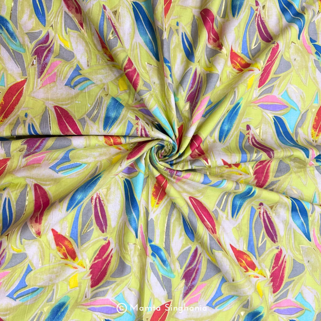 Floral Foil Printed Cotton Fabric