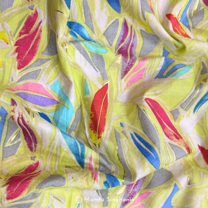 Floral Foil Printed Cotton Fabric