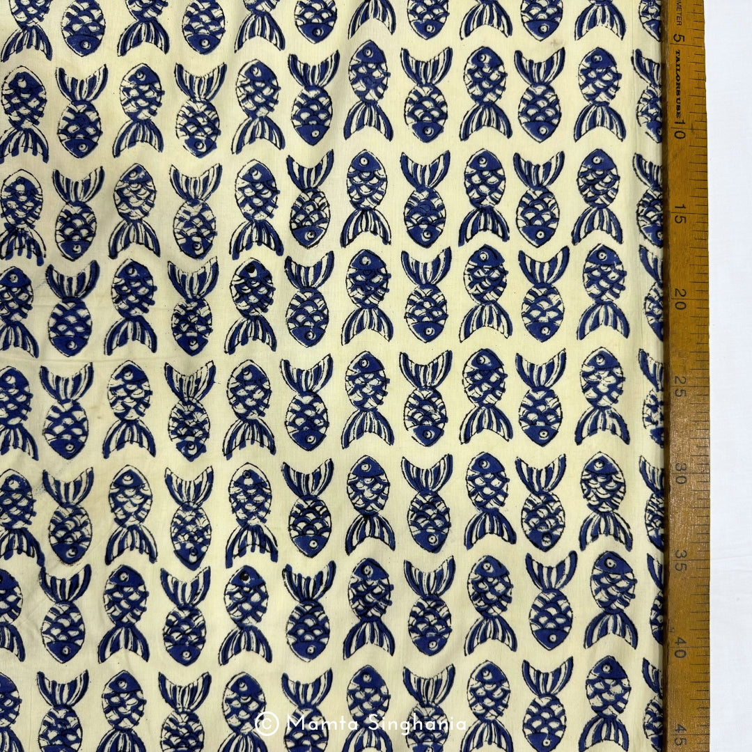 Fish Hand-Block Printed Cotton Fabric