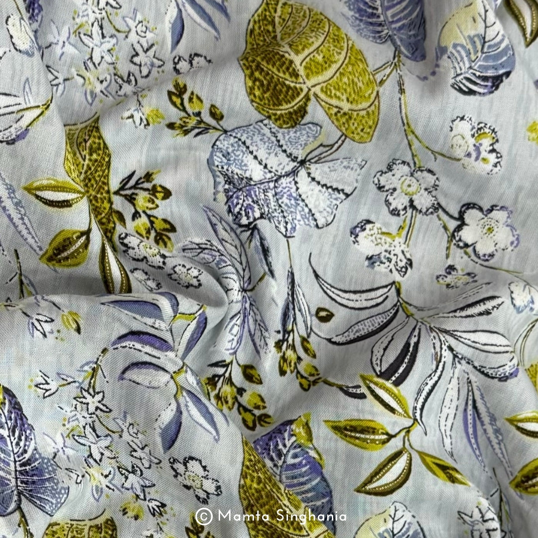 Floral Printed Cotton Rayon Fabric