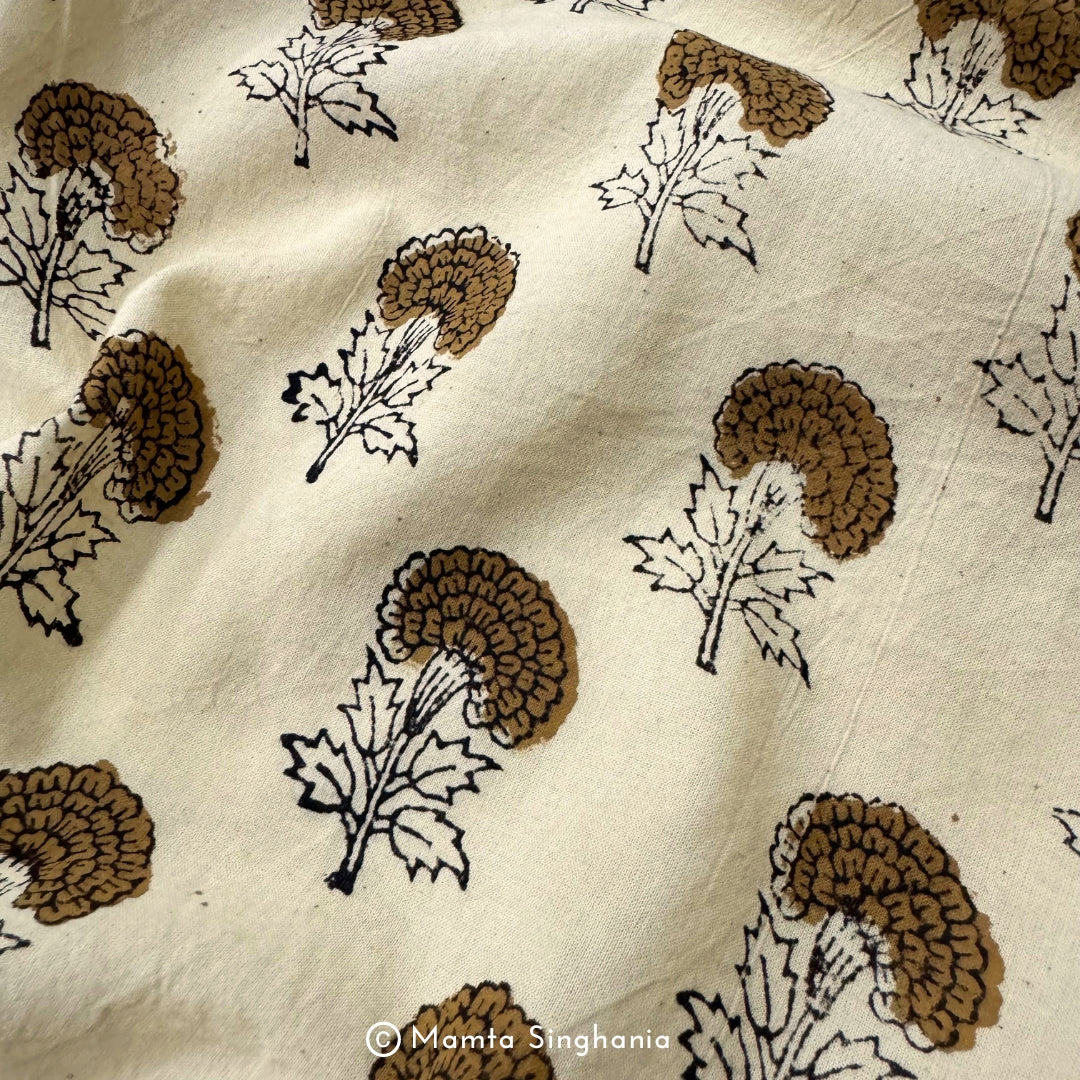 Marigold Hand-Block Printed Cotton Fabric