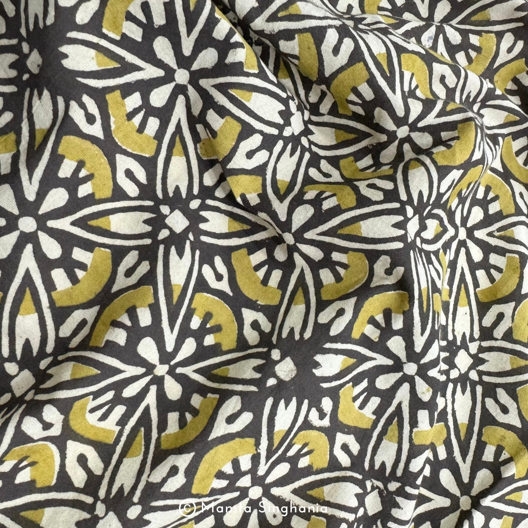 Abstract Hand-Block Printed Cotton Fabric