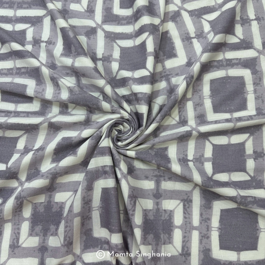 Mauve Geometric Printed Cotton Fabric