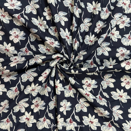 Black Floral Printed Cotton Fabric