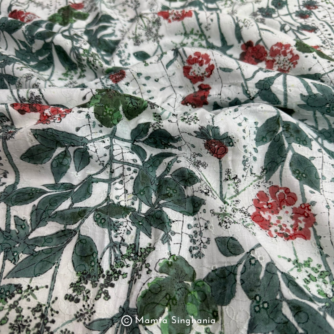 Floral Printed Cotton Hakoba Fabric