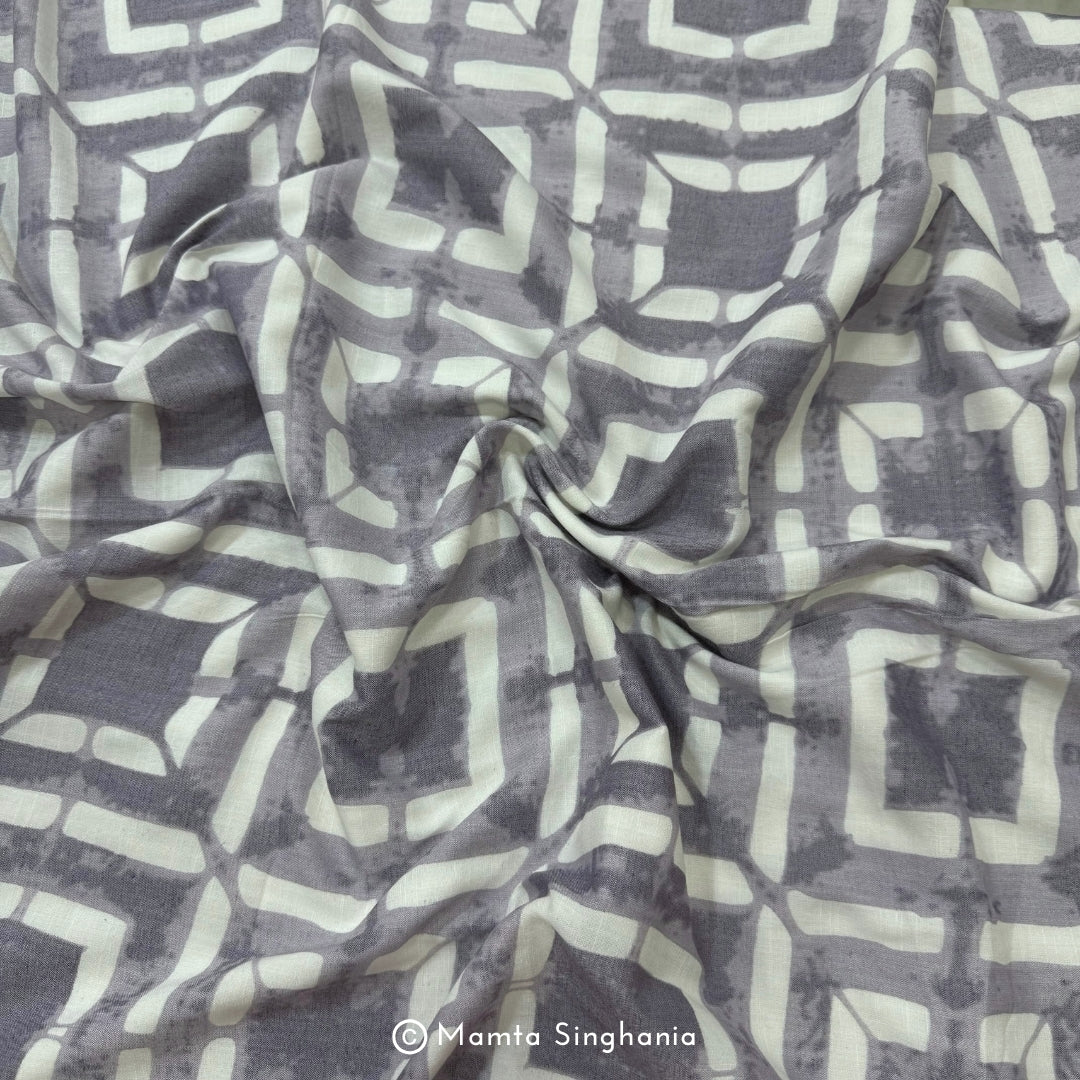 Mauve Geometric Printed Cotton Fabric