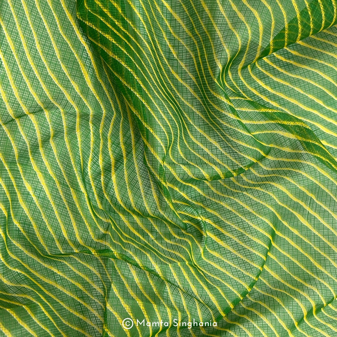 Green Leheriya Printed Kota Doria Fabric