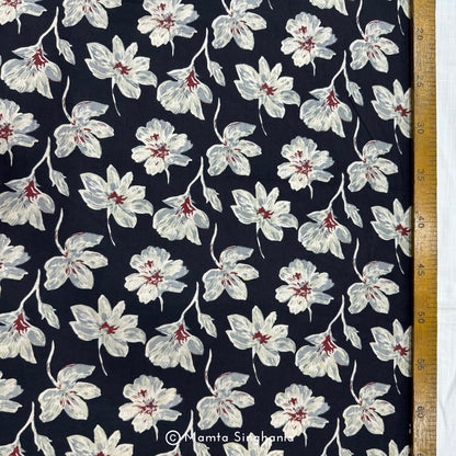 Black Floral Printed Cotton Fabric