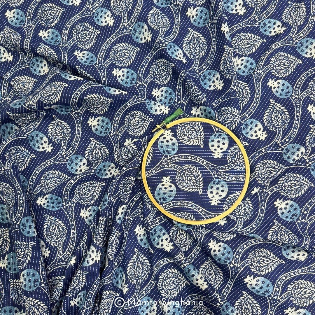 Blue Printed Kantha A-line Kurti