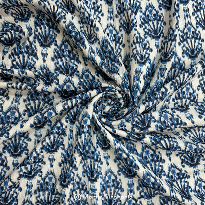 Blue Printed Crush Cotton Fabric