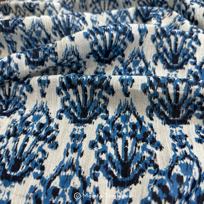 Blue Printed Crush Cotton Fabric