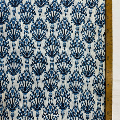 Blue Printed Crush Cotton Fabric