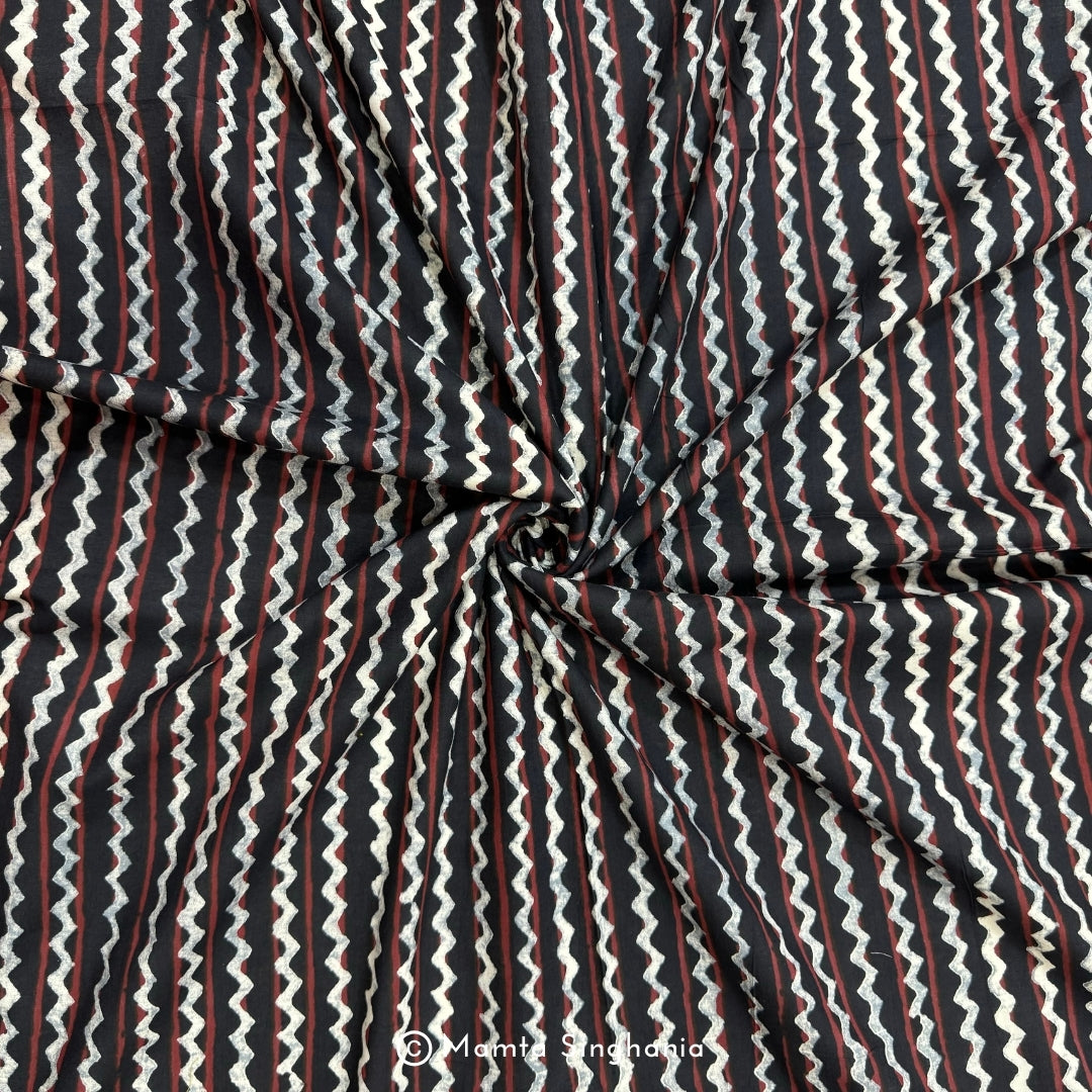 Black Stripe Printed Cotton Fabric