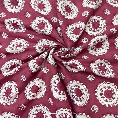 Maroon Abstract Printed Cotton Fabric