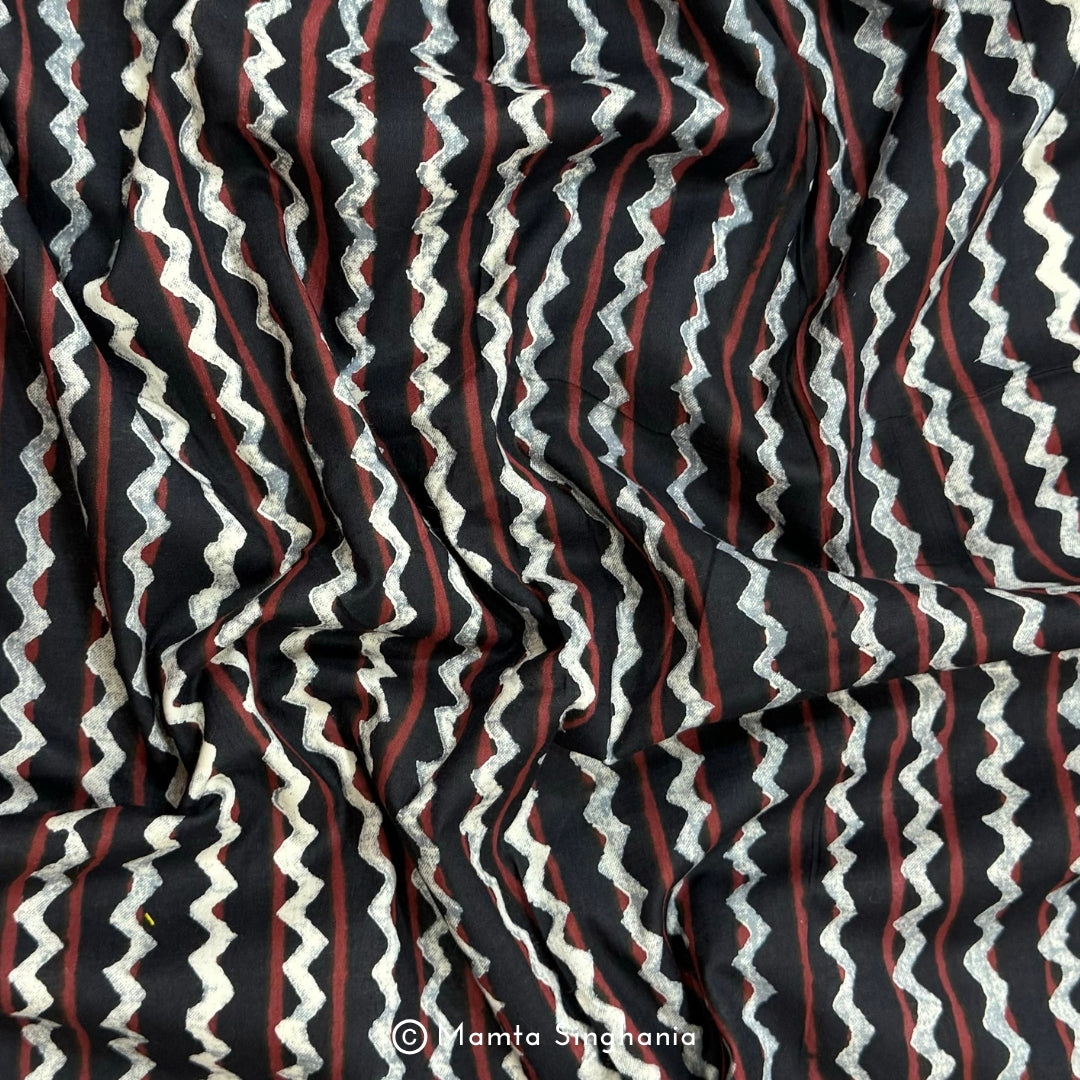 Black Stripe Printed Cotton Fabric